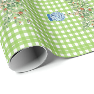 Wrapping Paper von handgemalten Gingham Orange-Bau Geschenkpapier