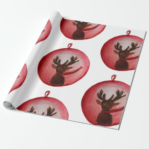 Wrapping Paper Watercolor Hirsch, Weihnachten Geschenkpapier