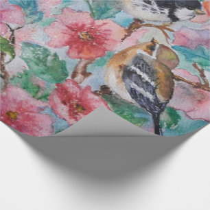 Wrapping Paper Watercolor, Niedliche Sparrows Geschenkpapier
