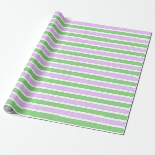 Wrapping Paper (Weißes, Lilac und grüne Streifen) Geschenkpapier
