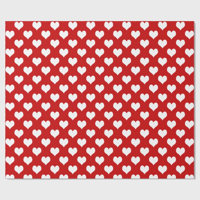 Wrapping Paper White Hearts on Pink – Cute Love  Geschenkpapier (Flach)