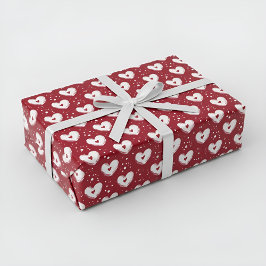 Wrapping Paper with Red Hearts Pattern Geschenkpapier Set
