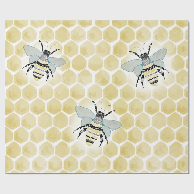 Wrapping Paper zu Bienen und Honeycomb Geschenkpapier (Flach)