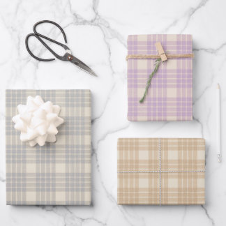 Wrapping retro gingham paper for Christmas Geschenkpapier Set