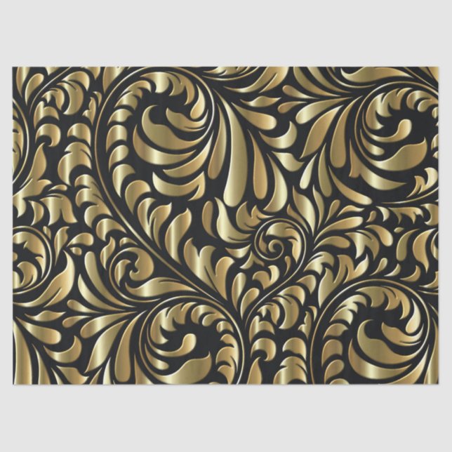 Wrapping Tissue - Drama in Schwarz und Gold Seidenpapier (Vorderseite)