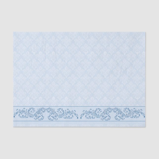 Wrapping Tissue - Icy Blue Damask Seidenpapier (Vorderseite)