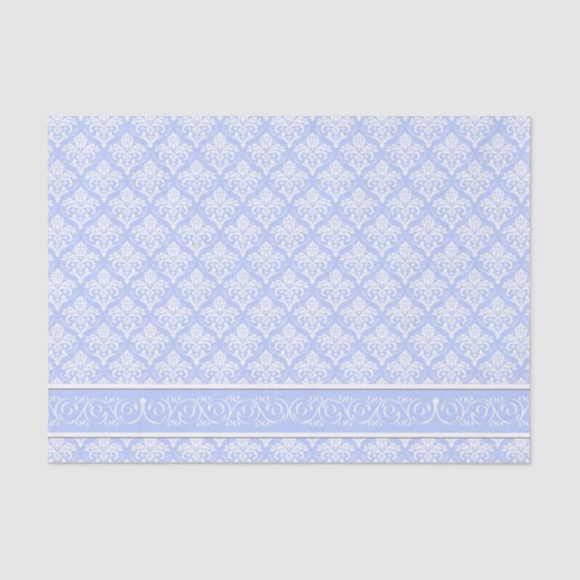Wrapping Tissue - Wedgewood Blue Damask Seidenpapier (Vorderseite)