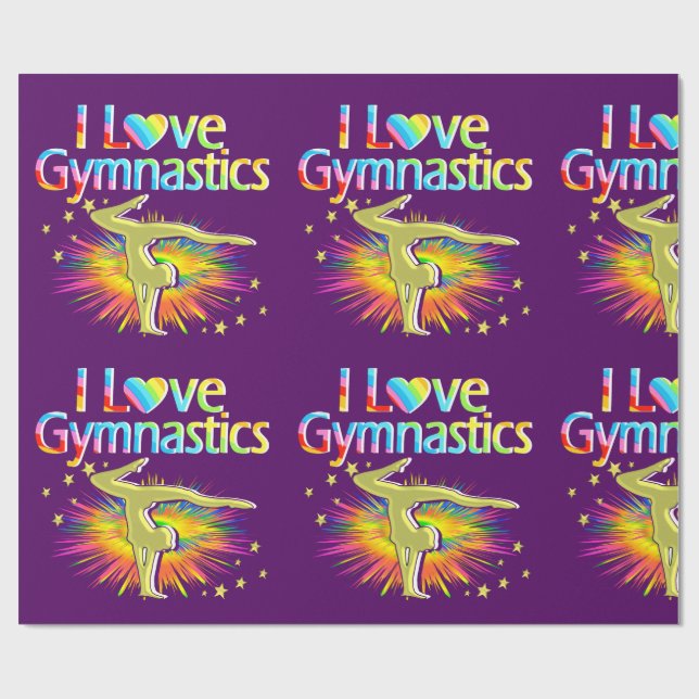 WRAPPPAPIER lila I LIEBE GYMNASTICS Geschenkpapier (Flach)