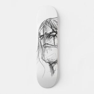 Wrath Anime, schwarz und weiß zeichnend Skateboard
