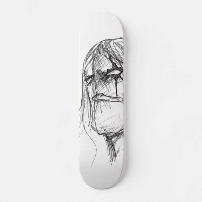 Wrath Anime, schwarz und weiß zeichnend Skateboard (Vorderseite)