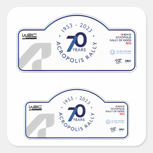 WRC ACROPOLIS KUNDGEBUNG GRIECHENLAND Motorsport R Quadratischer Aufkleber (Vorderseite)