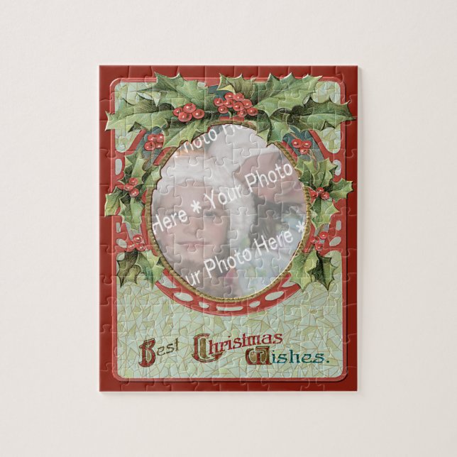 Wreath Add-A-Foto Weihnachtsrahmen Puzzle (Vertikal)