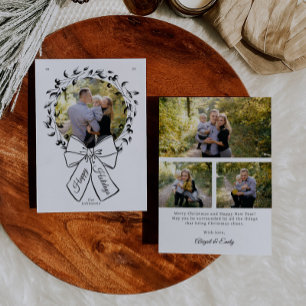 Wreath and Bow Circle Foto Rahmen Weihnachten