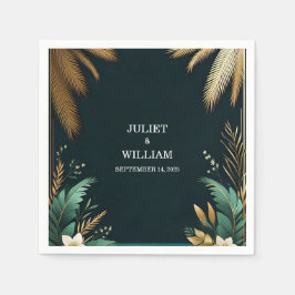 Wreath Aquamarin Palm Beach Green and Gold Wedding Serviette