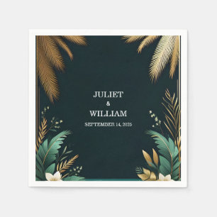 Wreath Aquamarin Palm Beach Green and Gold Wedding Serviette