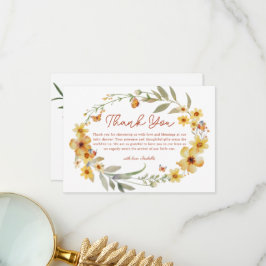 Wreath Boho Wildblumen Babydusche Danke Karte