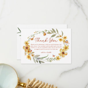 Wreath Boho Wildblumen Babydusche Danke Karte