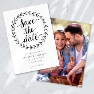 Wreath Calligraphy Foto Wedding Save The Date