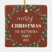 Wreath Frohe Weihnachts-Foto Name Terracotta
