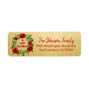 Wreath-Goldfeiertags-WeihnachtsRücksendeadresse