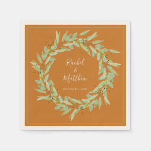 Wreath Greenerity on Ochre Wedding Serviette