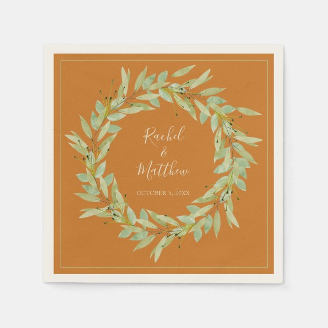 Wreath Greenerity on Ochre Wedding Serviette (Vorderseite)