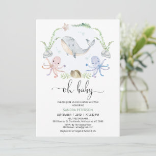 Wreath Grey Whale Oh Baby under Sea Baby Shooter Einladung