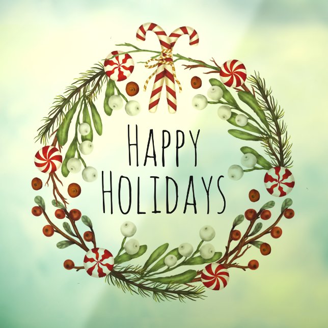 Wreath Happy Holidays Fensteraufkleber (Blatt 3)