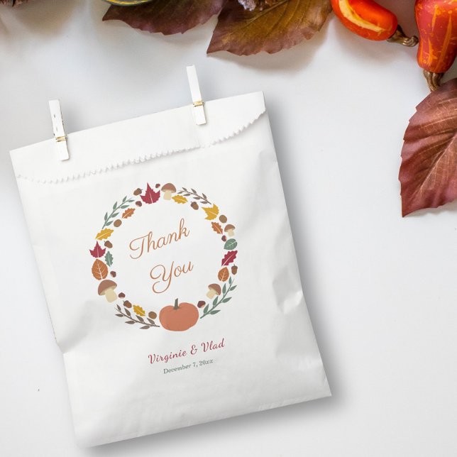 Wreath & Hochzeit im Herbst Vielen Dank für Ihr In Geschenktütchen (Wreath & Fall Wedding Thank You Favor Bag)