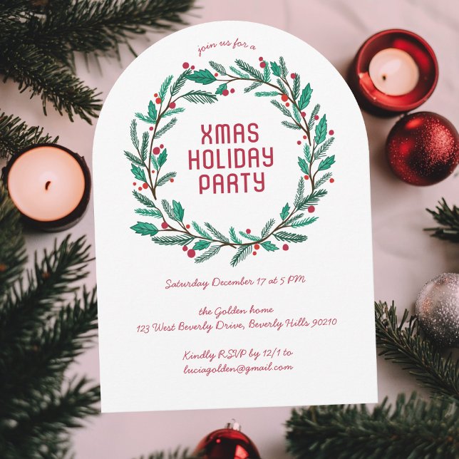 Wreath Holiday Weihnachtsfest Party CUSTOM ARZ Einladung (Wreath Holiday Christmas Party CUSTOM ARCH Invitation
)