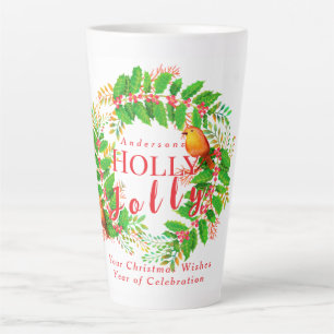 Wreath Holly Jolly Family White Milchtasse