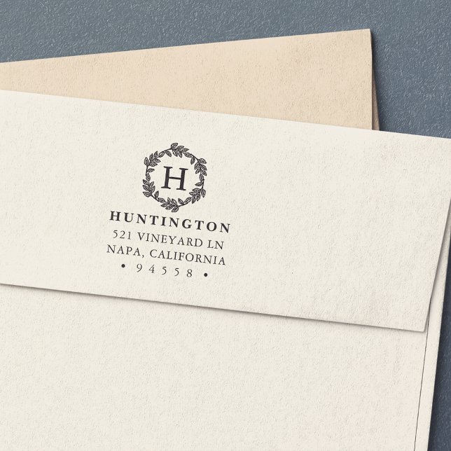 Wreath Monogram-Rücksendeadresse-Briefmarke Permastempel (Von Creator hochgeladen)