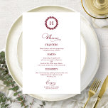Wreath Monogram Wedding Menu Cards Burgundy Menükarte<br><div class="desc">Eine schicke Kalligraphy Wedding Menu Card. I do offer a free customisation service,  if you have any anfragen or special requests,  please feel free to contact me.</div>