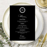 Wreath Monogram Wedding Menu Cards Schwarz Menükarte<br><div class="desc">Eine schicke Kalligraphy Wedding Menu Card. I do offer a free customisation service,  if you have any anfragen or special requests,  please feel free to contact me.</div>