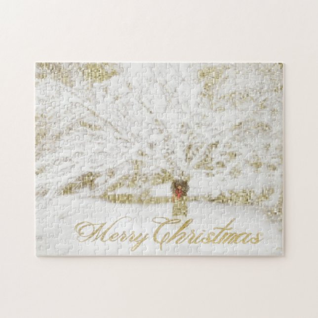 Wreath on Snow Tree Puzzle (Horizontal)