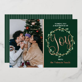 Wreath Real Foil Holiday Foto Card Folien Feiertagskarte