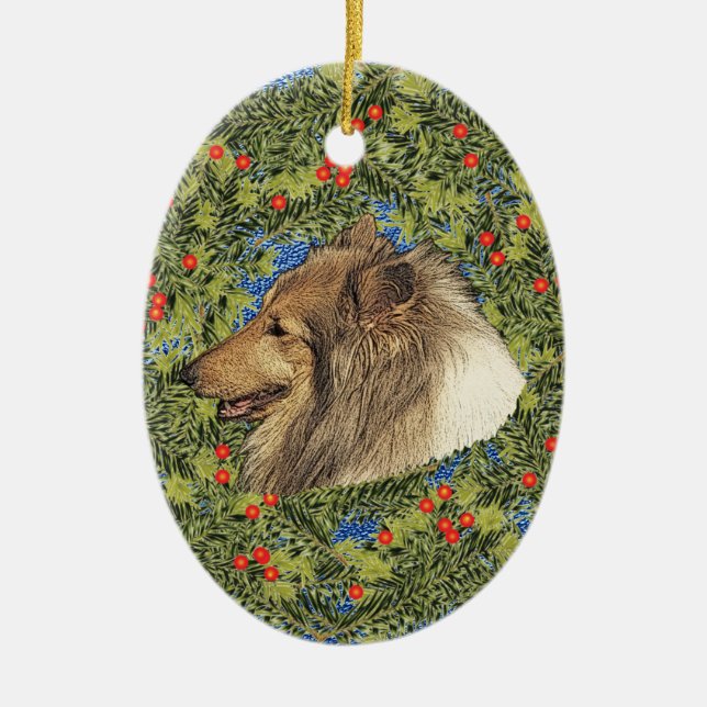 Wreath Rough Collie Keramikornament (Vorne)