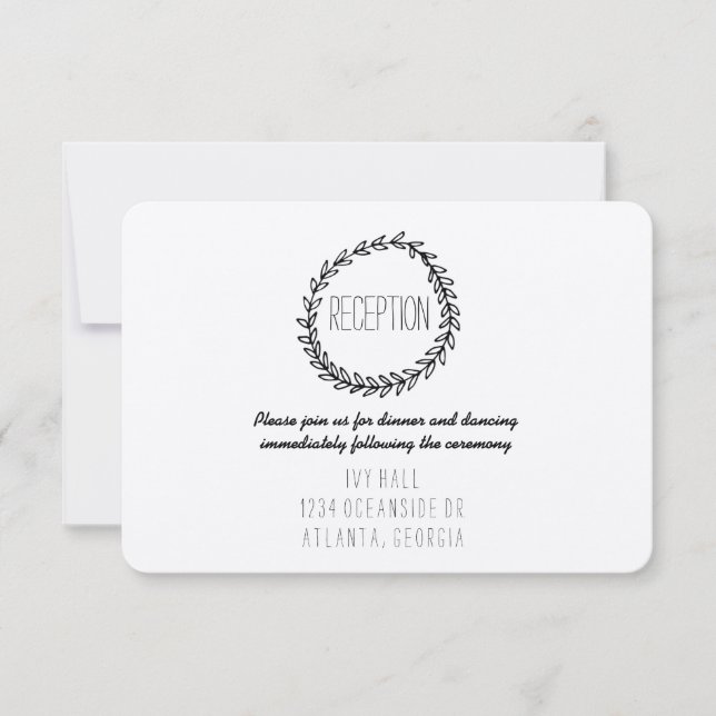 Wreath Rustic Kraft Empfang Einladung (Vorderseite)