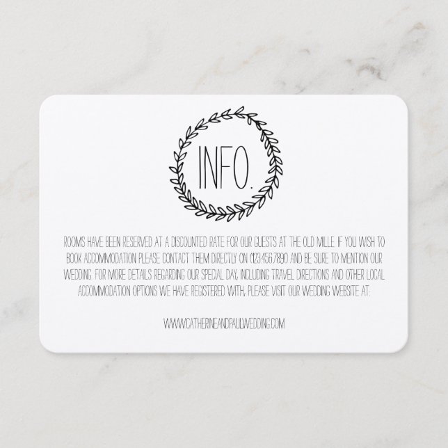 Wreath Rustic Kraft Wedding Information Card Begleitkarte (Vorderseite)
