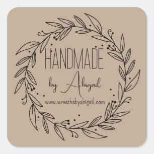Wreath Vines Handmade   Handgefertigte Business Pr Quadratischer Aufkleber