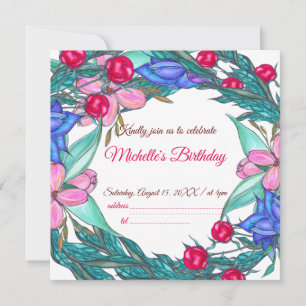Wreath Watercolor zeichne Happy Birthday Feiertagskarte