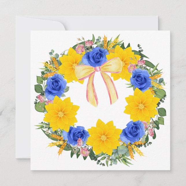 Wreath Wedwers Floral Vector Vielen Dank Einladung (Vorderseite)
