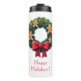 Wreath with Gingerbread Men Thermosbecher