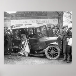 Wrecked Antique Car, 1920s Poster