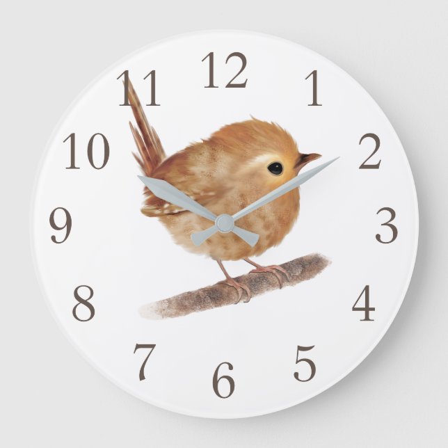 Wren Bird Personalisiert Wall Clock Große Wanduhr (Vorderseite)
