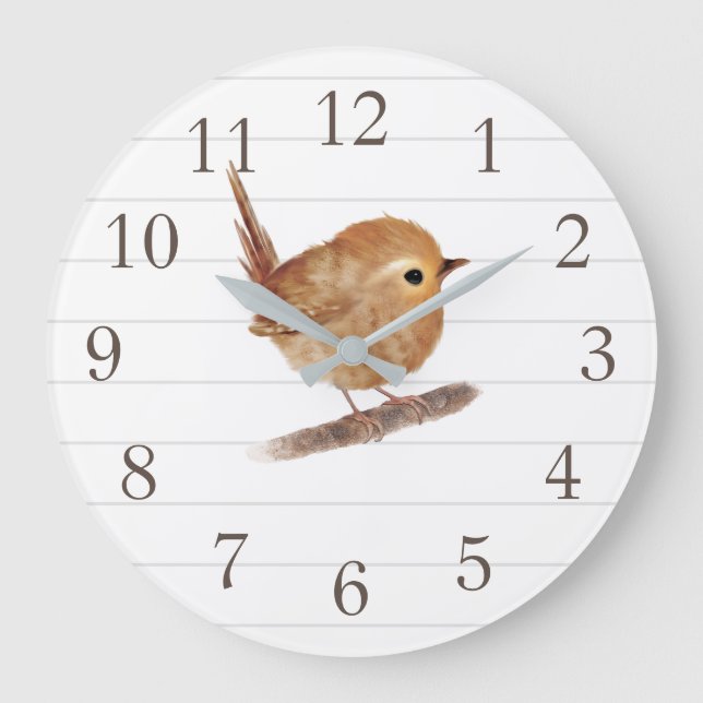 Wren Bird Personalisierte Kinderzimmer Decke Wall  Große Wanduhr (Vorderseite)