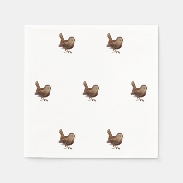 Wren Bird singt laut und schön Serviette (Vorderseite)