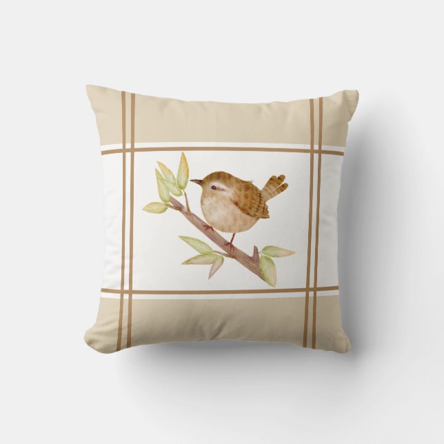 Wren Bird Throw Kissen (Vorderseite)