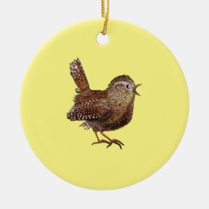 Wren Bird (Troglodytes Troglodytes) Keramik Ornament