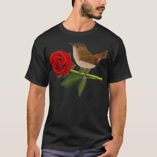 Wren Bird Valentine's Day Rose Birdlover Animal T-Shirt